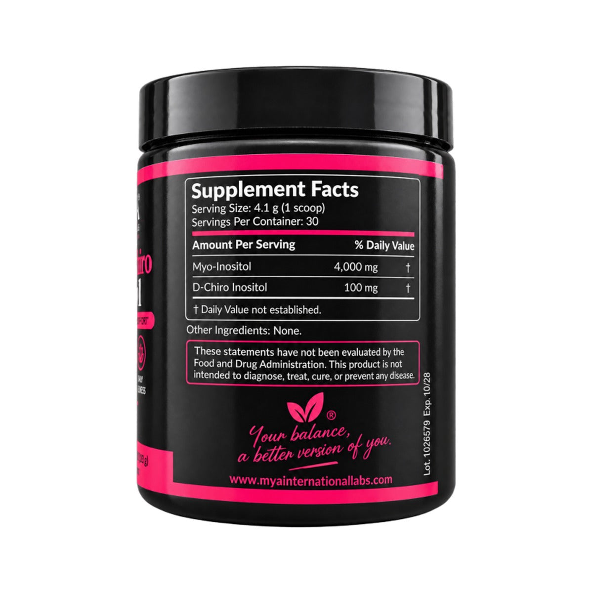 Myo & D-Chiro Inositol No. 679 – MYA International dietary supplement, Supplement Facts